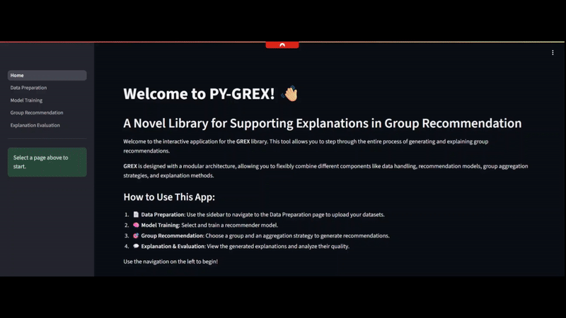 Live Demo of the PY-GREX App