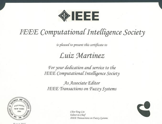 Mejor paper publicado en IEEE Transactions on Fuzzy Systems en el año 2012, concedido en 2015